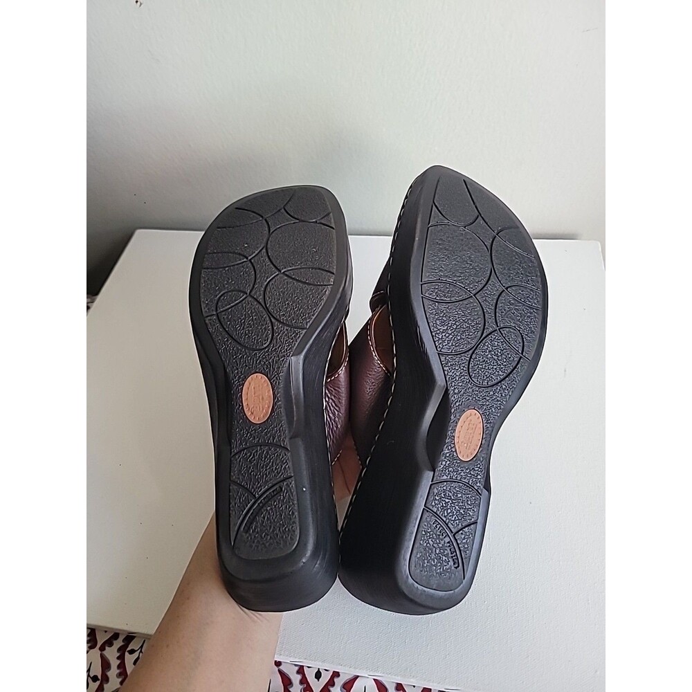 Born Dark Brown Leather Wedge Sandals - Picture 7 of 9
